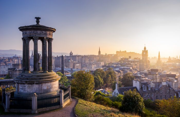 Edinburgh city in winter from Calton hill, Scotland, UK Edinburgh city in winter from Calton hill, Scotland, UK